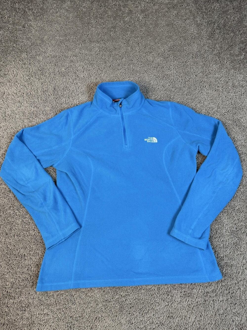 The North Face Jacket Womens M Blue 1/4 Zip Collared Fleece Logo Casual Travel